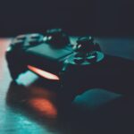 gaming controller sitting on desk
