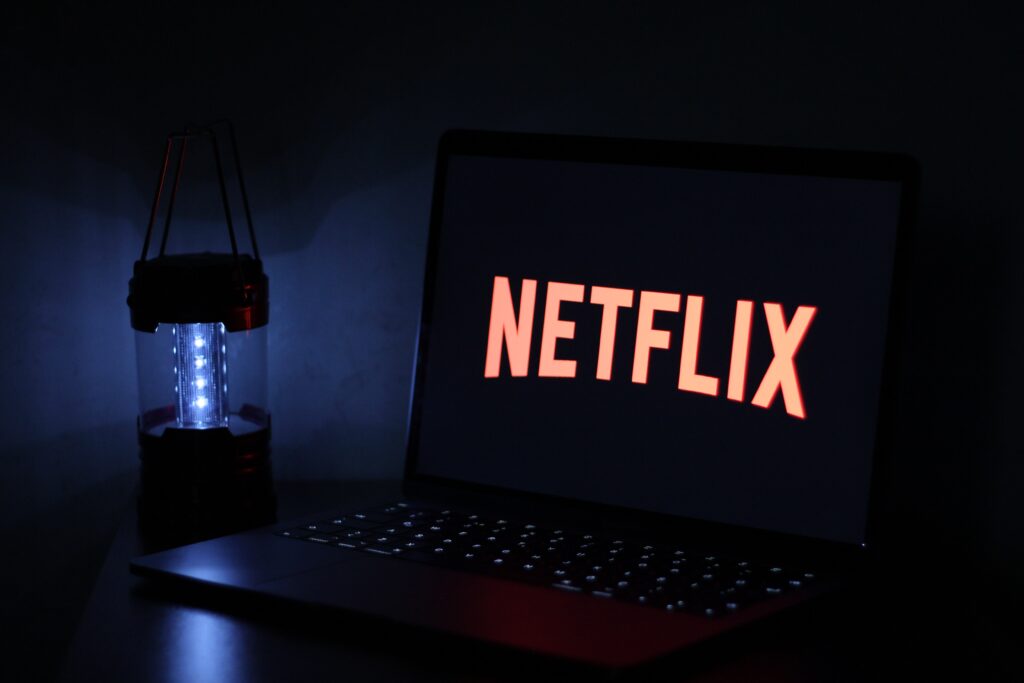 Netflix logo on a laptop screen