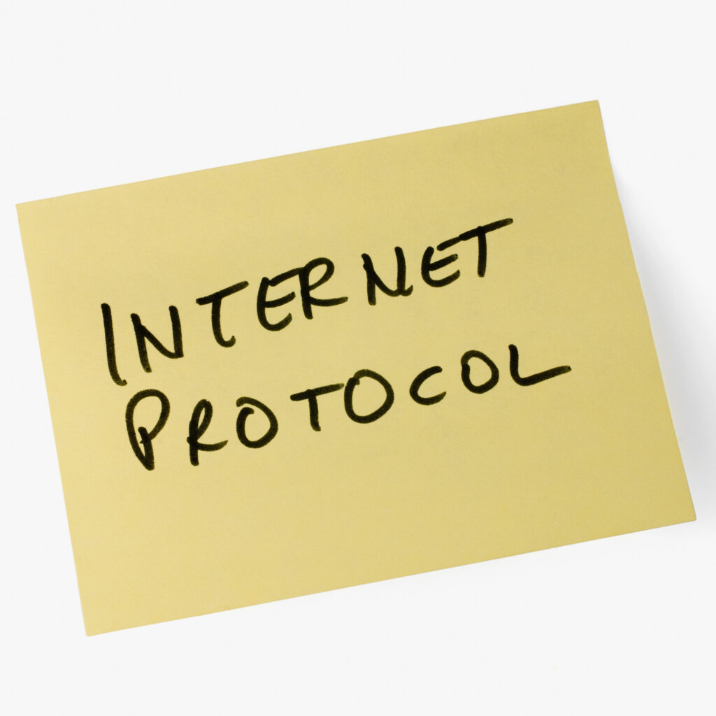 Yellow sticky note that reads "internet protocol"